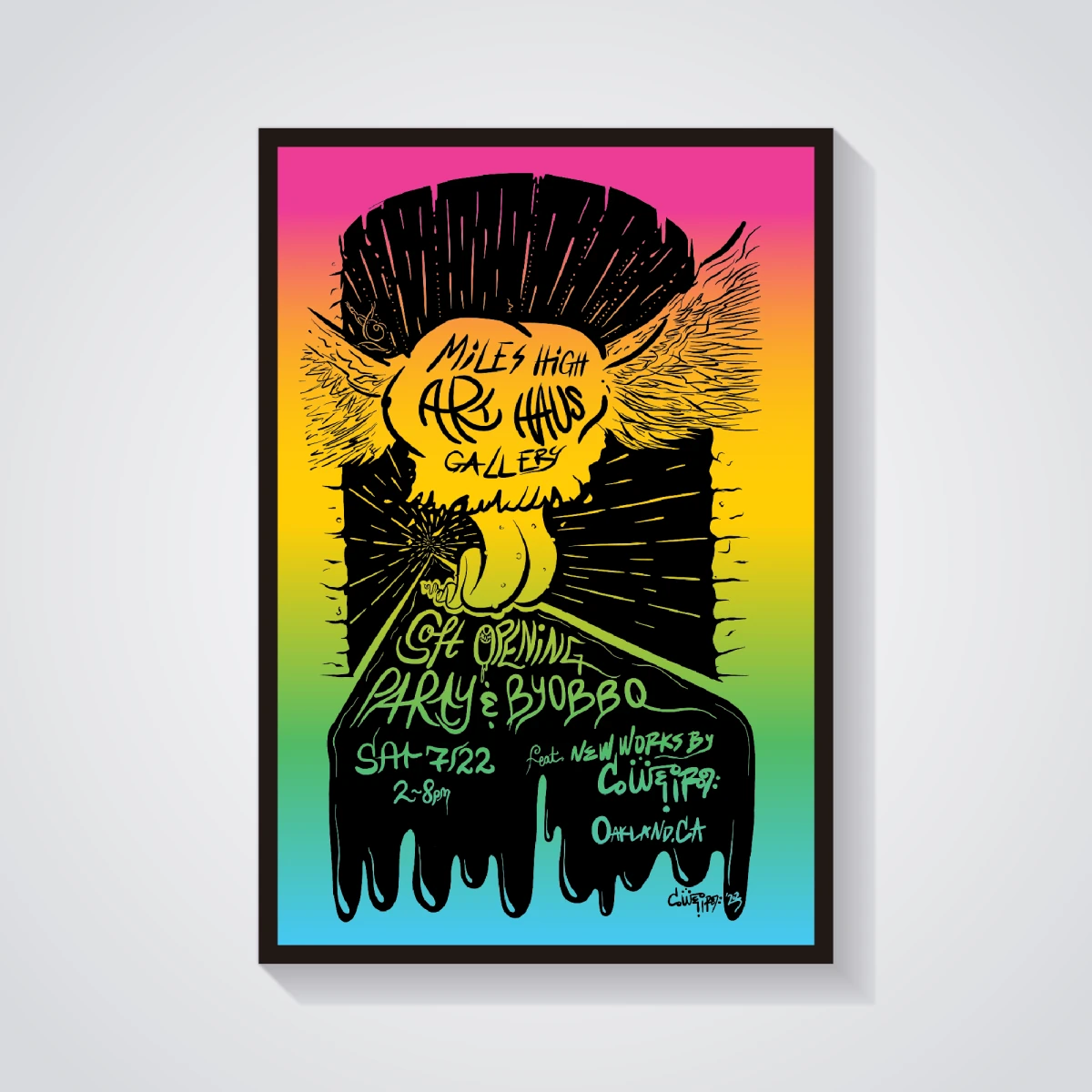 MHAH Gallery Soft-Opening BYOBBQ Party and c.weird solo show poster by c.weird — Oakland, 2023