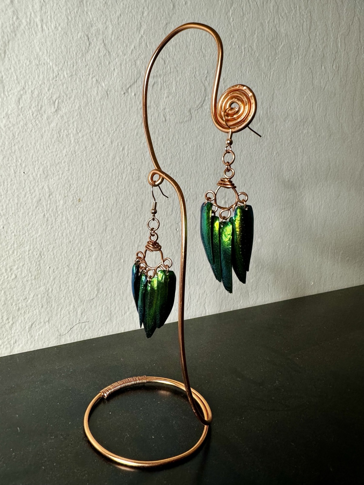 Beetle Wing Dangle Earrings