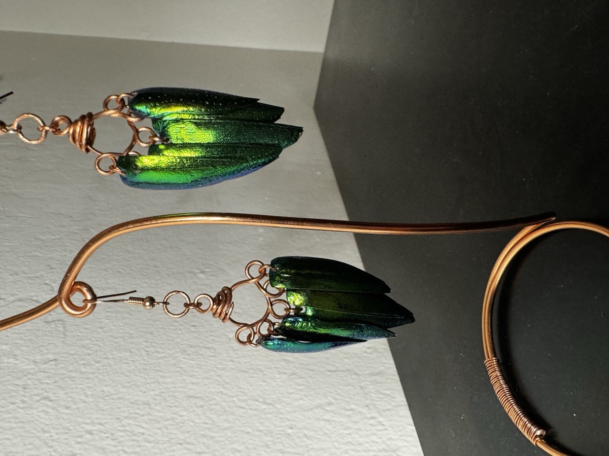Beetle Wing Earrings — Detail
