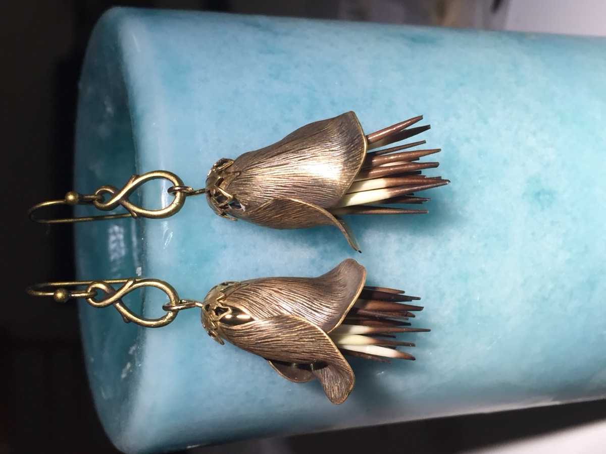 Brass Tulip Earrings